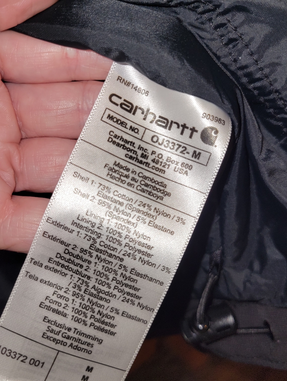Carhartt Full Swing Caldwell Ripstop Insulated Jacket Black Medium Mens OJ3372 - Picture 8 of 10